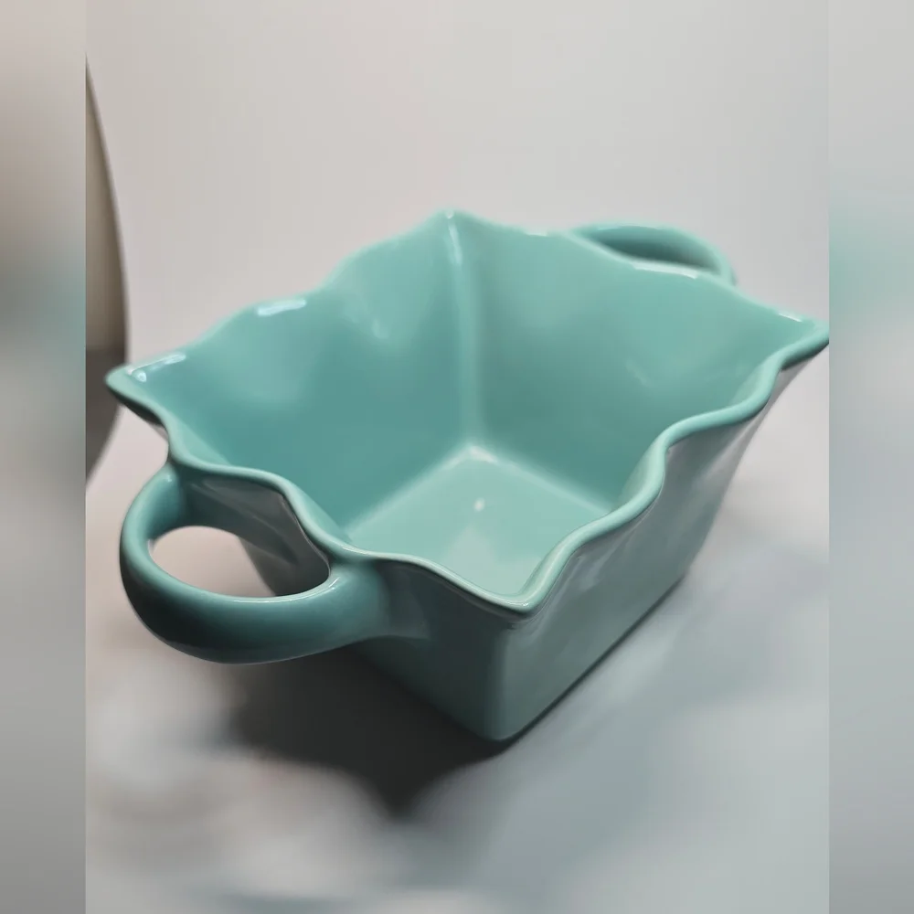 Aqua Ceramic Serving Dish with Handles